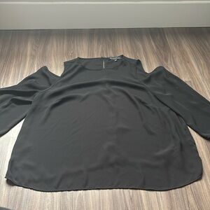 Eloquii Black Cold Shoulder Work 3/4 Sleeve Blouse